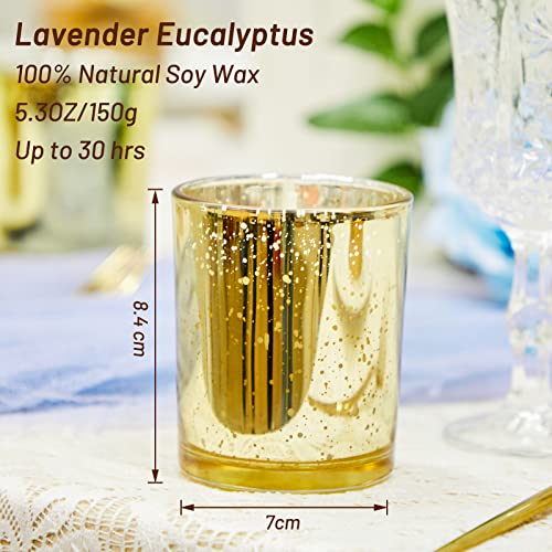 SUNBABY Candles for Home Scented Lavender Eucalyptus:Valentines Day Decor Candles Gifts for Women 100% Nature Soy Wax Scented Candles Vanilla Aromatherapy Fall ,Gold Jar Candle Up to 30 Hour Burn