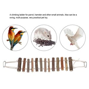 Rope Ladder Bird Toy, Wood Stairs Climbing Activity Attachment Natural Wooden Step Swing Hanging Chewing Toys Pet Bridge Cage Birdcage Lovebirds Rodents Parakeets Parrots Cockatiel Gecko Hermit Crab