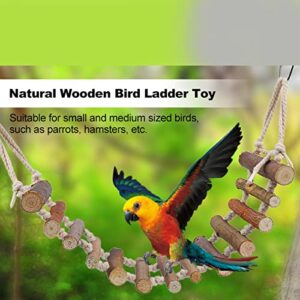 Rope Ladder Bird Toy, Wood Stairs Climbing Activity Attachment Natural Wooden Step Swing Hanging Chewing Toys Pet Bridge Cage Birdcage Lovebirds Rodents Parakeets Parrots Cockatiel Gecko Hermit Crab