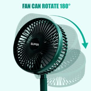 MAESHOP Portable Table Fan 6.5 Inch 3 Speeds Wind Quiet 2000mAh Rechargeable Battery Powered USB Desktop Folding Fan For Home Desk Outdoor Bedroom Office Trave (Green)