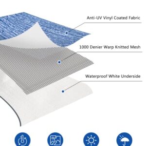 Xenjum RV Awning Fabric Replacement, 16.2oz Heavy-Duty Weatherproof Vinyl Camper Awning Replacement Universal Outdoor Canopy for RV, Trailer, and Motorhome Awnings-Sapphire Blue Fade-11'(Fabric 10'2")