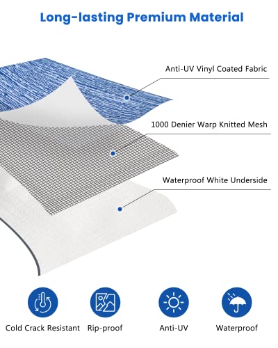 Xenjum RV Awning Fabric Replacement, 16.2oz Heavy-Duty Weatherproof Vinyl Camper Awning Replacement Universal Outdoor Canopy for RV, Trailer, and Motorhome Awnings-Sapphire Blue Fade-11'(Fabric 10'2")