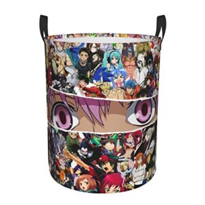 guncore cartoon anime laundry basket large and medium-sized round portable storage basket, clothes, toys storage bag for the bedroom, bathroom,cute cartoonround laundry basket