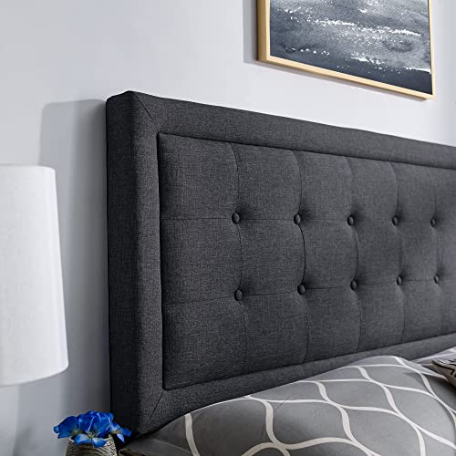 Classic Brands Madigan Tufted Upholstered Headboard, Dark Grey, Full