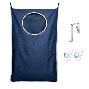 hanging laundry hamper bag, hanging door hamper with 2 strong hooks for dirty clothes large size 40x22 inch hanging laundry bag (1 pack)