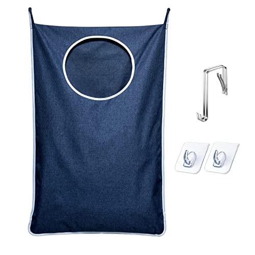 Hanging Laundry Hamper Bag, Hanging Door Hamper with 2 Strong Hooks for Dirty clothes Large Size 40X22 inch Hanging Laundry bag (1 Pack)