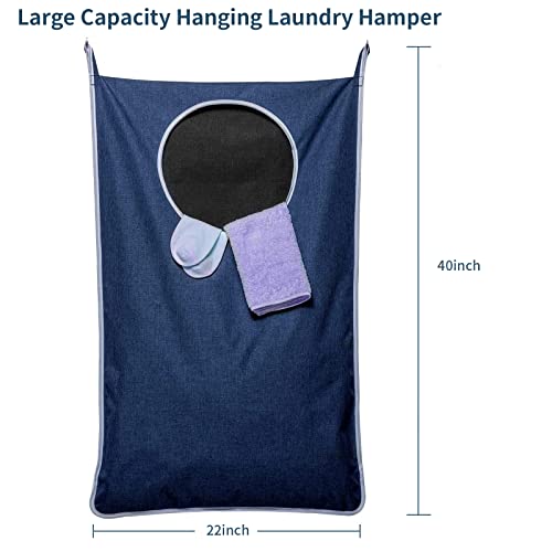 Hanging Laundry Hamper Bag, Hanging Door Hamper with 2 Strong Hooks for Dirty clothes Large Size 40X22 inch Hanging Laundry bag (1 Pack)