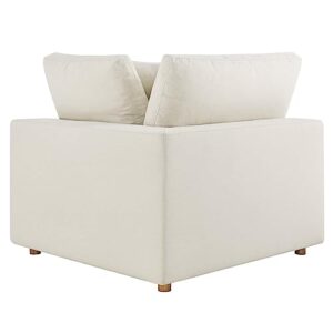 Modway Commix Down-Filled Overstuffed Upholstered 5-Piece Sectional Sofa Set in Light Beige