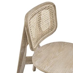 Modway Habitat Wood Dining Side Chair with Cane Rattan in Gray