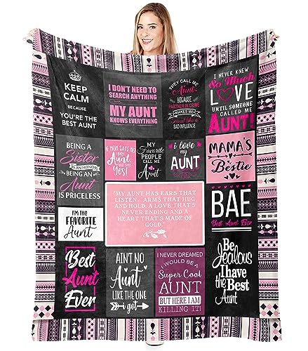 Best Aunt Gifts from Niece Aunt Birthday Gift | Best Aunt Ever Blanket with Great Sentences | Best Aunt Auntie Ever Gift from Nephew Happy Christmas Bday Present for Auntie Throw Blanket 50” X 60”