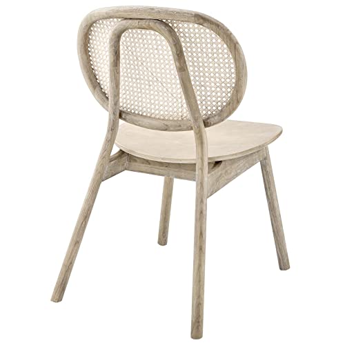 Modway Malina Wood Cane Rattan in Gray, Dining Side Chair