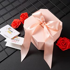 JSUPMKJ Money Pull Box for Cash Gift, Money Roll Gift Box with Flower and Ribbon, Money Gift Box Pull for Birthday/Christmas/Valentine's Day (Pink)