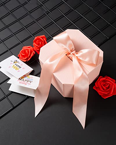 JSUPMKJ Money Pull Box for Cash Gift, Money Roll Gift Box with Flower and Ribbon, Money Gift Box Pull for Birthday/Christmas/Valentine's Day (Pink)