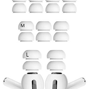 [9 Pairs] Compatible with AirPods Pro Ear Tips, Silicone Replacement S/M/L 3 Size Fit in Charging Case Earbuds Tips with Storage Box Compatible with AirPods Pro 2 (4S 3M 2L White)