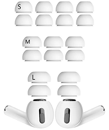 [9 Pairs] Compatible with AirPods Pro Ear Tips, Silicone Replacement S/M/L 3 Size Fit in Charging Case Earbuds Tips with Storage Box Compatible with AirPods Pro 2 (4S 3M 2L White)