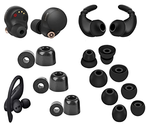 A-Focus [8 Pairs] WF-1000XM5 WF-1000XM4 Ear Hooks Tips 【 Memory Foam & Silicone 】 Soft Replacement Comfortable Earbud Tips Wingtip Compatible with Sony WF-C700N WF-C500, 23515H