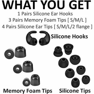 A-Focus [8 Pairs] WF-1000XM5 WF-1000XM4 Ear Hooks Tips 【 Memory Foam & Silicone 】 Soft Replacement Comfortable Earbud Tips Wingtip Compatible with Sony WF-C700N WF-C500, 23515H