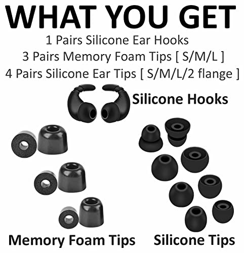 A-Focus [8 Pairs] WF-1000XM5 WF-1000XM4 Ear Hooks Tips 【 Memory Foam & Silicone 】 Soft Replacement Comfortable Earbud Tips Wingtip Compatible with Sony WF-C700N WF-C500, 23515H