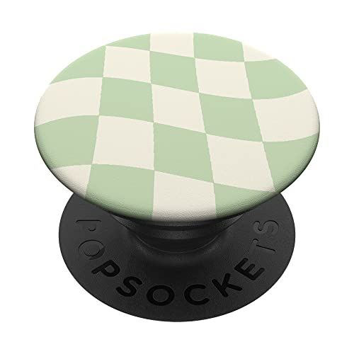 Danish Pastel Aesthetic Green Checkered PopSockets Standard PopGrip