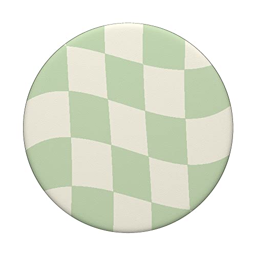 Danish Pastel Aesthetic Green Checkered PopSockets Standard PopGrip