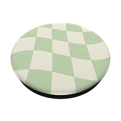 Danish Pastel Aesthetic Green Checkered PopSockets Standard PopGrip