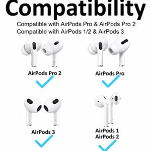 A-Focus 【 Anti-Slip Kit 】 for AirPods Pro 2 and Pro, Ergonomic 360 Degrees Rotation Adjustable Ear Hooks & Strap Non Slip Sport Wing Holder Compatible with New AirPods 3 2 & 1 [6 in 1] Black White