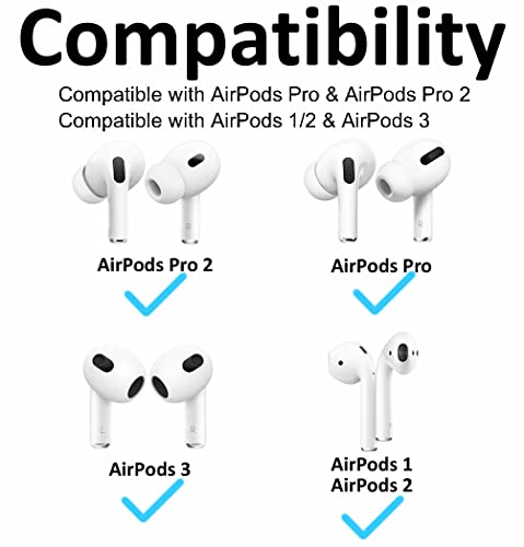 A-Focus 【 Anti-Slip Kit 】 for AirPods Pro 2 and Pro, Ergonomic 360 Degrees Rotation Adjustable Ear Hooks & Strap Non Slip Sport Wing Holder Compatible with New AirPods 3 2 & 1 [6 in 1] Black White