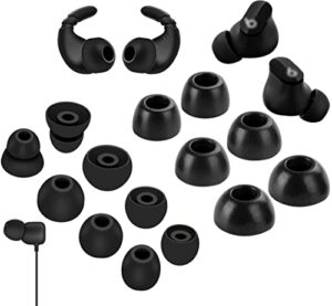 a-focus 【ear tips & hooks kit】 compatible with beats studio buds/fit pro【 memory foam & silicone 】, soft comfortable noise reduce earbuds wingtip gel compatible with beats flex, 21423h black