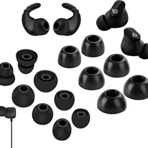 A-Focus 【Ear Tips & Hooks Kit】 Compatible with Beats Studio Buds/Fit Pro【 Memory Foam & Silicone 】, Soft Comfortable Noise Reduce Earbuds Wingtip Gel Compatible with Beats Flex, 21423H Black