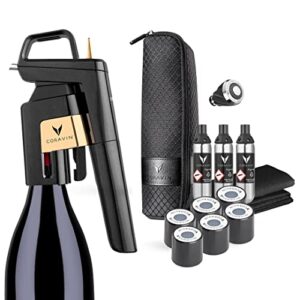 coravin timeless six plus wine preservation system - by-the-glass wine saver - wine aerator, 3 gas capsules, 6 screw caps, clearing tool & carry case - white wine, red wine & more - se anthracite