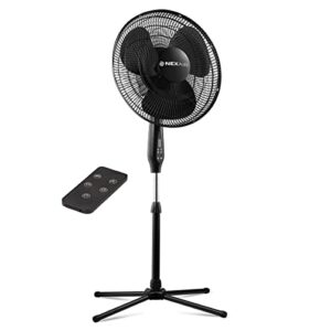 nexair oscillating 16 inch pedestal stand up fan, quiet operating room fan with remote control, 3 speed stand fan for bedroom, with adjustable height, standing fan great for office & living room…
