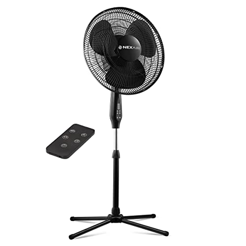 NEXAIR Oscillating 16 Inch Pedestal Stand Up Fan, Quiet Operating Room Fan With Remote Control, 3 Speed Stand Fan for Bedroom, with Adjustable Height, Standing Fan Great For Office & Living Room…