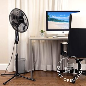 NEXAIR Oscillating 16 Inch Pedestal Stand Up Fan, Quiet Operating Room Fan With Remote Control, 3 Speed Stand Fan for Bedroom, with Adjustable Height, Standing Fan Great For Office & Living Room…