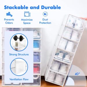 Shoe Organizer Shoe Boxes Clear Plastic Stackable, 8 Pcs Shoe Storage Boxes, Shoe Box Shoe Organizer For Closet Shoe Storage Organizer Sneaker Storage, Plastic Shoe Boxes With Lids Shoe Containers