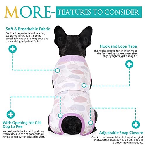 KOESON Dog Recovery Suit, Surgery Recovery Suit for Female Dogs Spayed Dog Cone Alternative After Surgery, Dog Post Surgery Suit Anti Licking & Biting Surgical Shirt with Pee Hole Rabbit XL