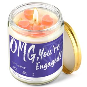 engagement gifts for couples - engagement candle, engaged candle gift, cute vanilla scented candle 9oz, engagement gifts for her, engagement congratulations