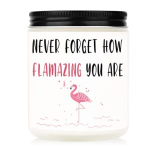 afterprints flamingo scented candle - birthday gifts for women friends, inspirational cheer up gift for best friends bestie sister coworker, christmas graduation leaving candle present