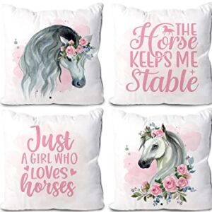 InnoBeta Horse Gifts for Girls 4 Pack Pillow Covers, Printed Decorative Pillow Case for 18"x18" Pillow