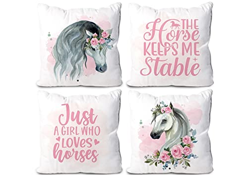 InnoBeta Horse Gifts for Girls 4 Pack Pillow Covers, Printed Decorative Pillow Case for 18"x18" Pillow