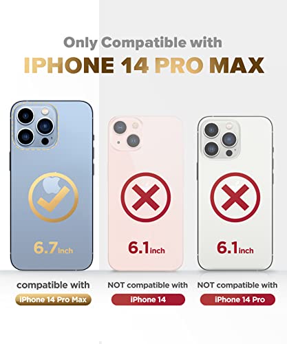 GVIEWIN Case Compatible with iPhone 14 Pro Max 6.7 Inch 2022, Built-in 360°Rotatable Ring Stand, Slim Marble Phone Holder Hard Durable Shockproof Protective Kickstand Cover Case(White/Gold)