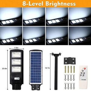 Wattake 300W Solar LED Street Light, 6000K 4000LM Outdoor Solar Powered Street Lights with Motion Sensor and Light Control for Parking Lot, Garage, Home, IP65 Waterproof, Wall or Pole Mount