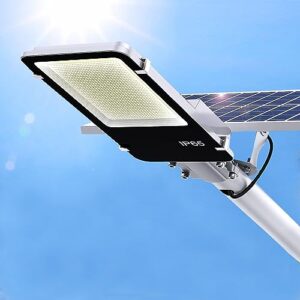 wattake ultra bright led solar street lights outdoor waterproof, 1000w dusk to dawn street lights solar powered with remote control for parking lot patio,yard and garage