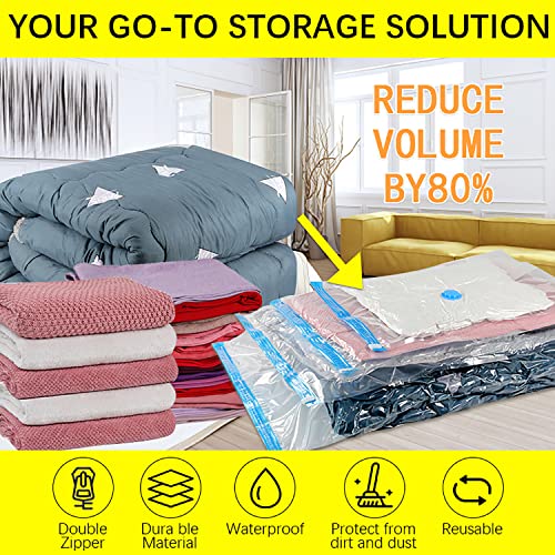 Vacuum Storage Bags with Electric Air Pump, 8 Pack Space Saver Bags (4 Jumbo/4 Large) Compression Storage Bags for Comforters and Blankets, Vacuum Sealer Bags for Clothes Storage, Silent electric pump