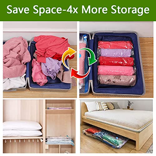 Vacuum Storage Bags with Electric Air Pump, 8 Pack Space Saver Bags (4 Jumbo/4 Large) Compression Storage Bags for Comforters and Blankets, Vacuum Sealer Bags for Clothes Storage, Silent electric pump