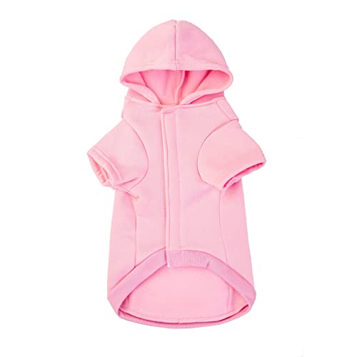 Jnancun Cat Clothes for Cats Only Winter Hoodie Sweatshirts with Pockets Warm Cat Outfits for Cat(X-Small, Pink)