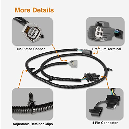 70.5'' Heavy Duty 4-Way Tow Hitch Trailer Wiring Harness for 2007-2018 Jeep Wrangler JK Replace OEM 17275.01, 92015 8001