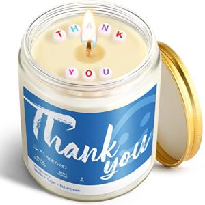 thank you candle - scented candle with natural soy wax for women, friends, coworkers, and family - perfect thank you gifts for mother's day, birthdays, christmas - vanilla, sugar, and buttercream