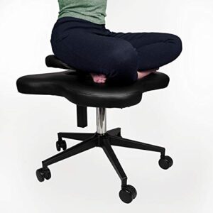 h-a meditation chair, home office desk chair, cross legged kneeling chair,flexible design for fidgety sitters, black, 23d x 26w x 23h in