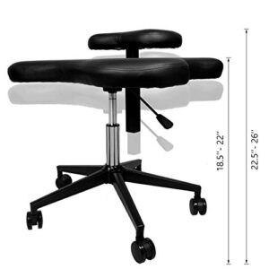 H-A Meditation Chair, Home Office Desk Chair, Cross Legged Kneeling Chair,Flexible Design for Fidgety Sitters, Black, 23D x 26W x 23H in