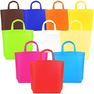 10 pieces non-woven bags, reusable tote bags bulk,cloth gift bags with handles,10.16x9.45 inch woven gift bags,party favor gift bags,easter bags for shopping, 10 colors (10, medium (beveled angle))